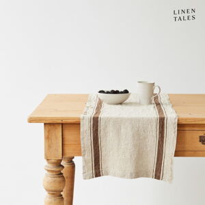 Ľanový behúň na stôl 40x200 cm Mocca Stripe Vintage – Linen Tales