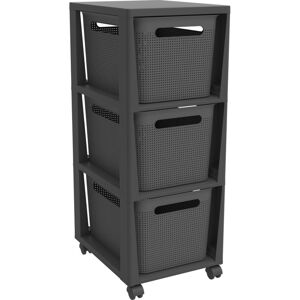 Čierny/sivý plastový pojazdný regál 30x77 cm Brisen – Rotho