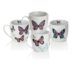 Sada 4 porcelánových hrnčekov Sabichi Mariposa, 350 ml