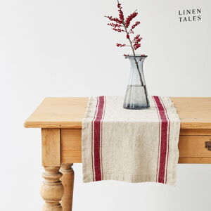 Ľanový behúň na stôl 40x200 cm Red Stripe Vintage – Linen Tales
