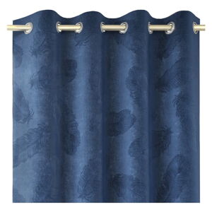 Modrý záves so zamatovým povrchom AmeliaHome Peacock, 140 x 250 cm