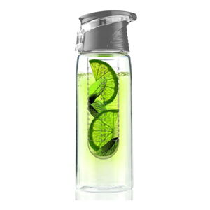 Sivá fľaša Asobu Flavour It 2 Go, 600 ml