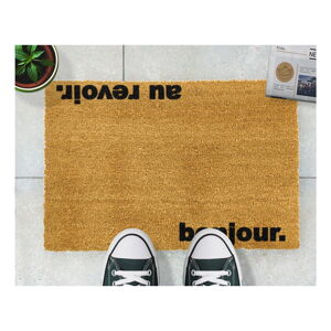 Rohožka z prírodného kokosového vlákna Artsy Doormats Bonjour Au Revoir, 40 x 60 cm